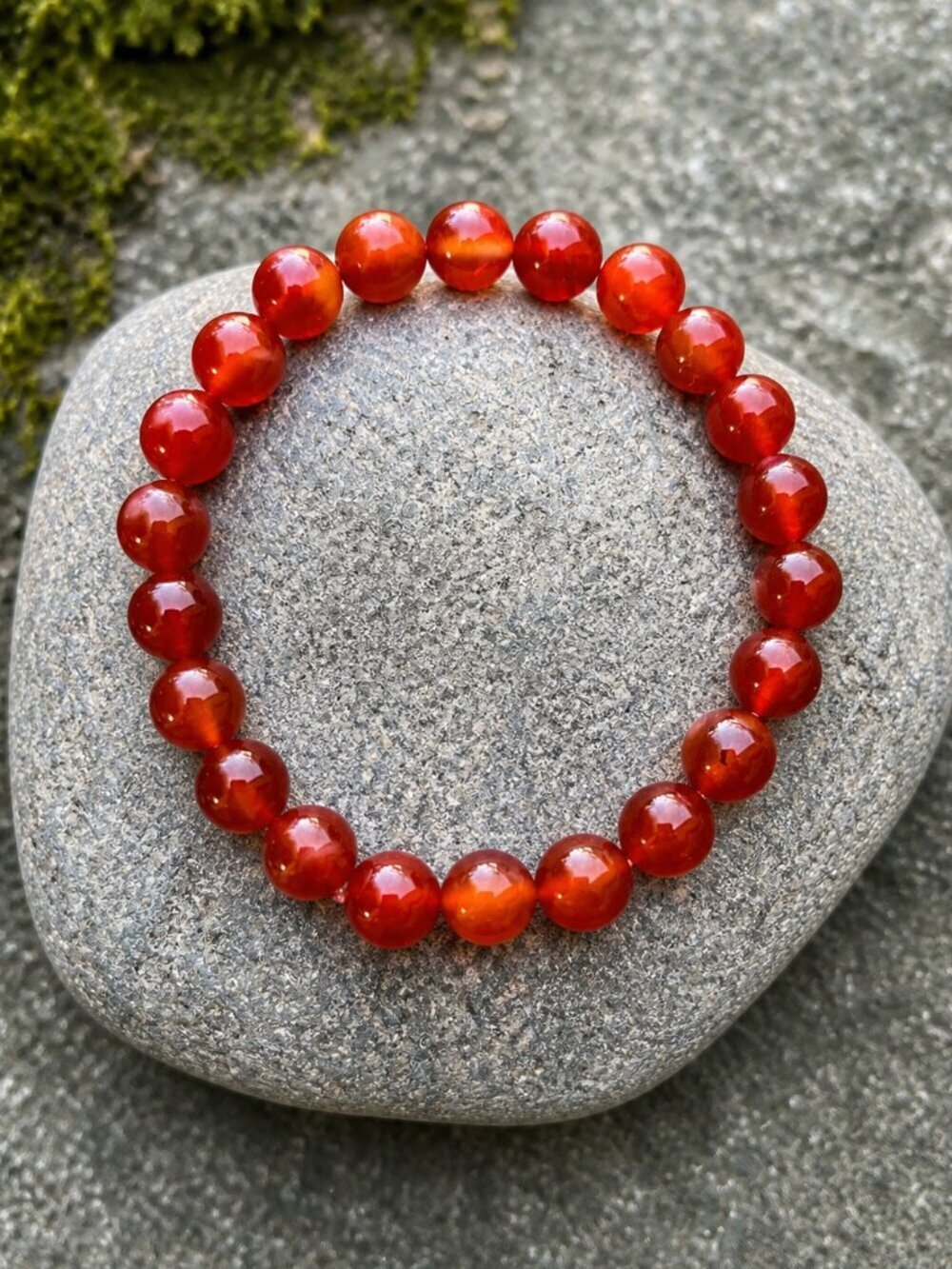 Carnelian Gemstone Stretch Bracelet | Handmade - Picture 3 of 6